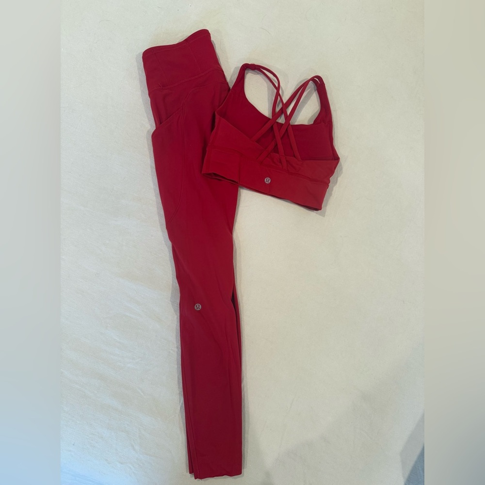 Top + bottom set- Lululemon Athletica Red Activewear Set